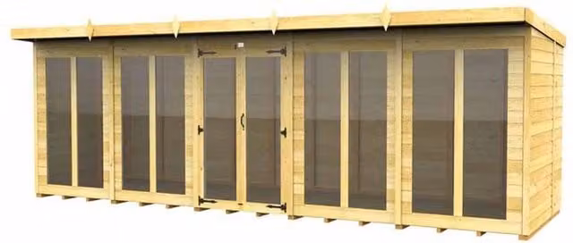 Buttercup Farm Brown Pent Summer House with Full Height Window, W/D/H: 589 x 147 x 201 cm – 1