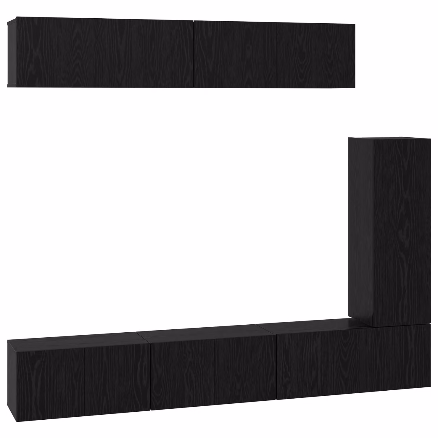 Berkfield Home 6-Piece Wall-Mounted TV Cabinet Set with Storage and Shelving in Black Oak, W/D/H: 30.5 x 30 x 90 cm – 2
