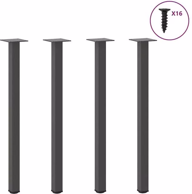 Berkfield Home Steel Coffee Table Legs, 4 Pieces, Anthracite Black, Height: 72 cm