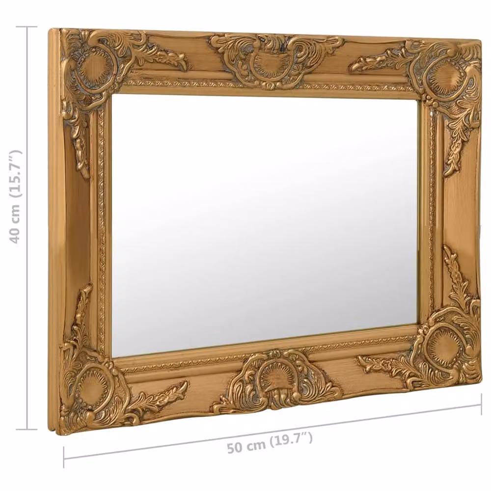 Berkfield Home Antique Baroque Style Rectangular Wall Mirror, Gold, W: 50 cm, H: 40 cm – 4