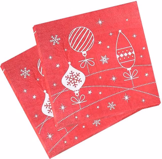 Neel Blue Red and White Christmas Design Paper Napkins, 20 Pieces, 33 cm