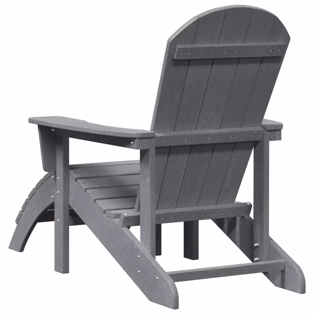 Berkfield Home Adirondack Lounge Chair with Footrest in Light Grey HDPE – 3