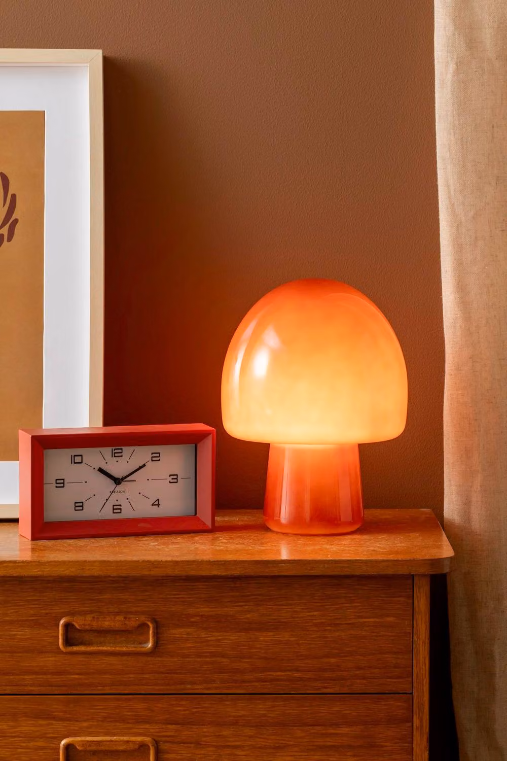 Present Time Karlsson Lujo Rectangular Analog Tabletop Alarm Clock in Red Ochre – 3