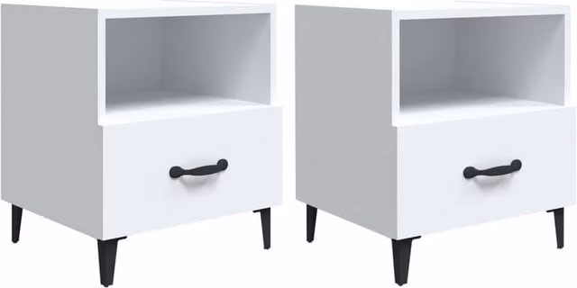 Berkfield Home Set of 2 White Matt MDF Bedside Cabinets