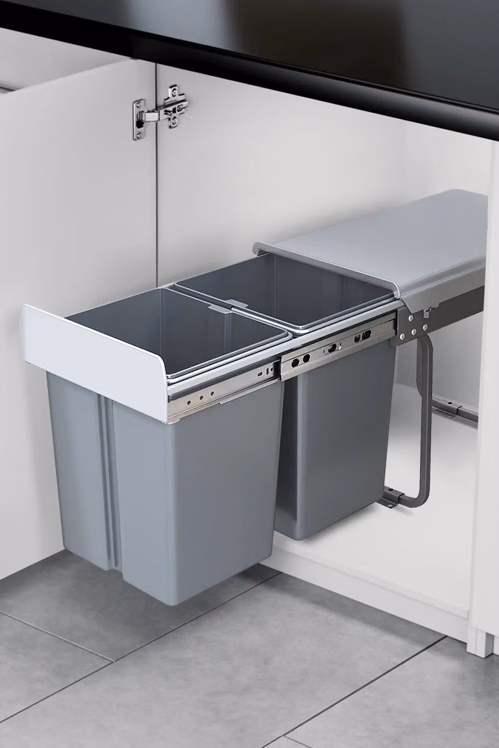 Living and Home 40L Under Cabinet Pull-Out Recycling Dustbin with 2 Compartments, Grey – 2
