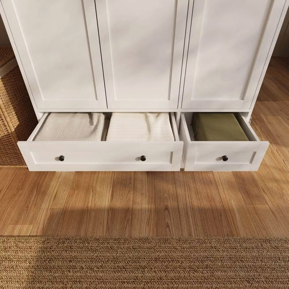 FORGEVIO White 3 Door Wardrobe with 4 Integrated Drawers, H 180 cm x W 108 cm x D 46 cm – 2