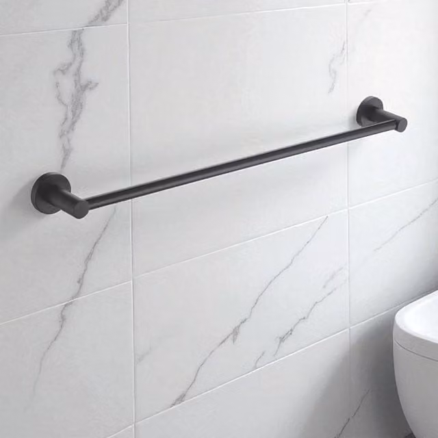 Showerdrape Modernity Black Stainless Steel Wall Mounted Towel Rail W: 50 cm, D: 6 cm, H: 5 cm