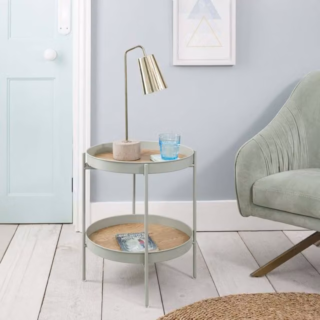 Noa and Nani Solna Large Round Side Table in Green Pine Wood