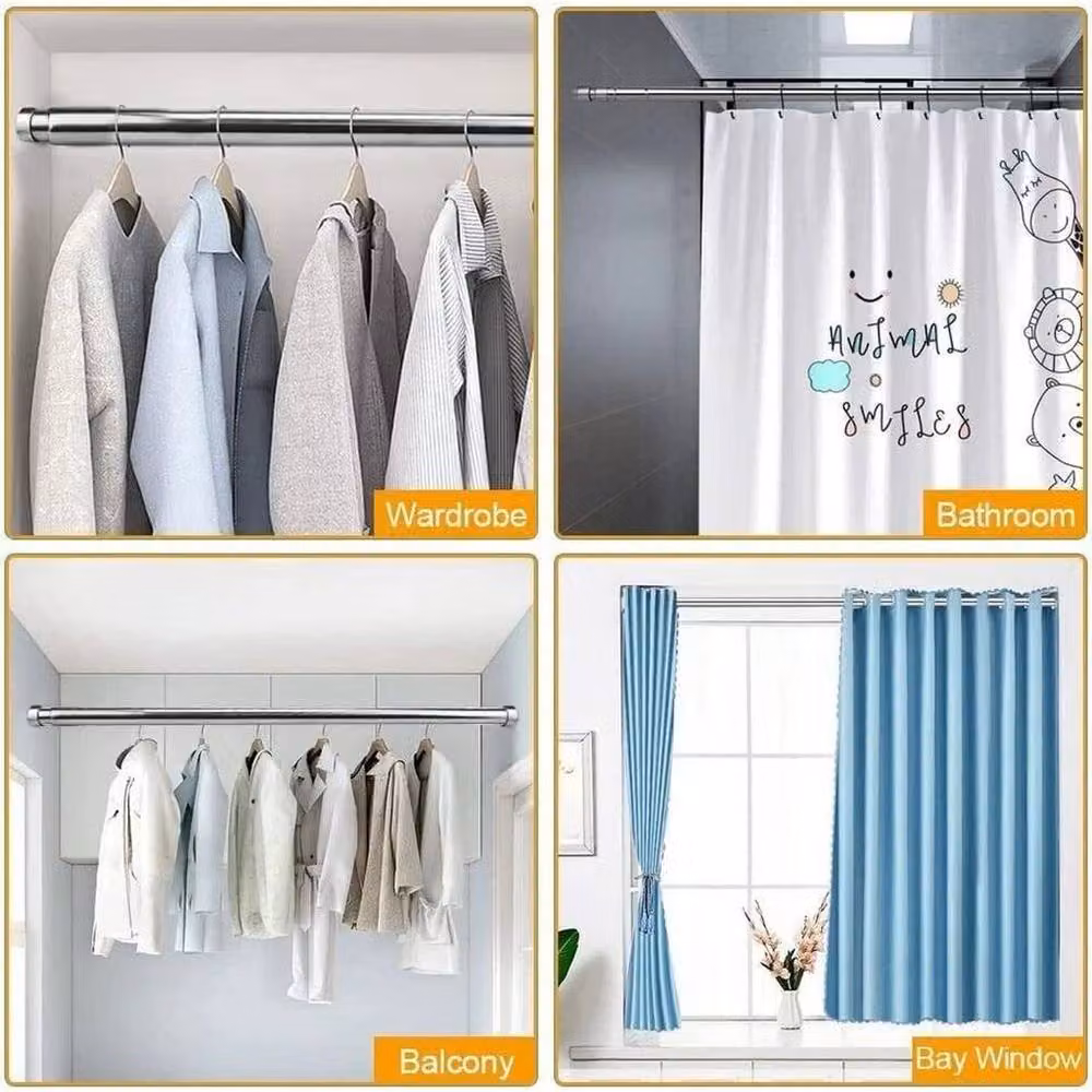 FLAVORA Adjustable Wardrobe Rail in Silver, Depth: 52 cm, Width: 47-80 cm – 4