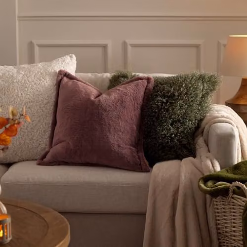 Furn Kallu Faux Fur Polyester Filled Square Cushion in Purple, 55 x 55 cm – 5