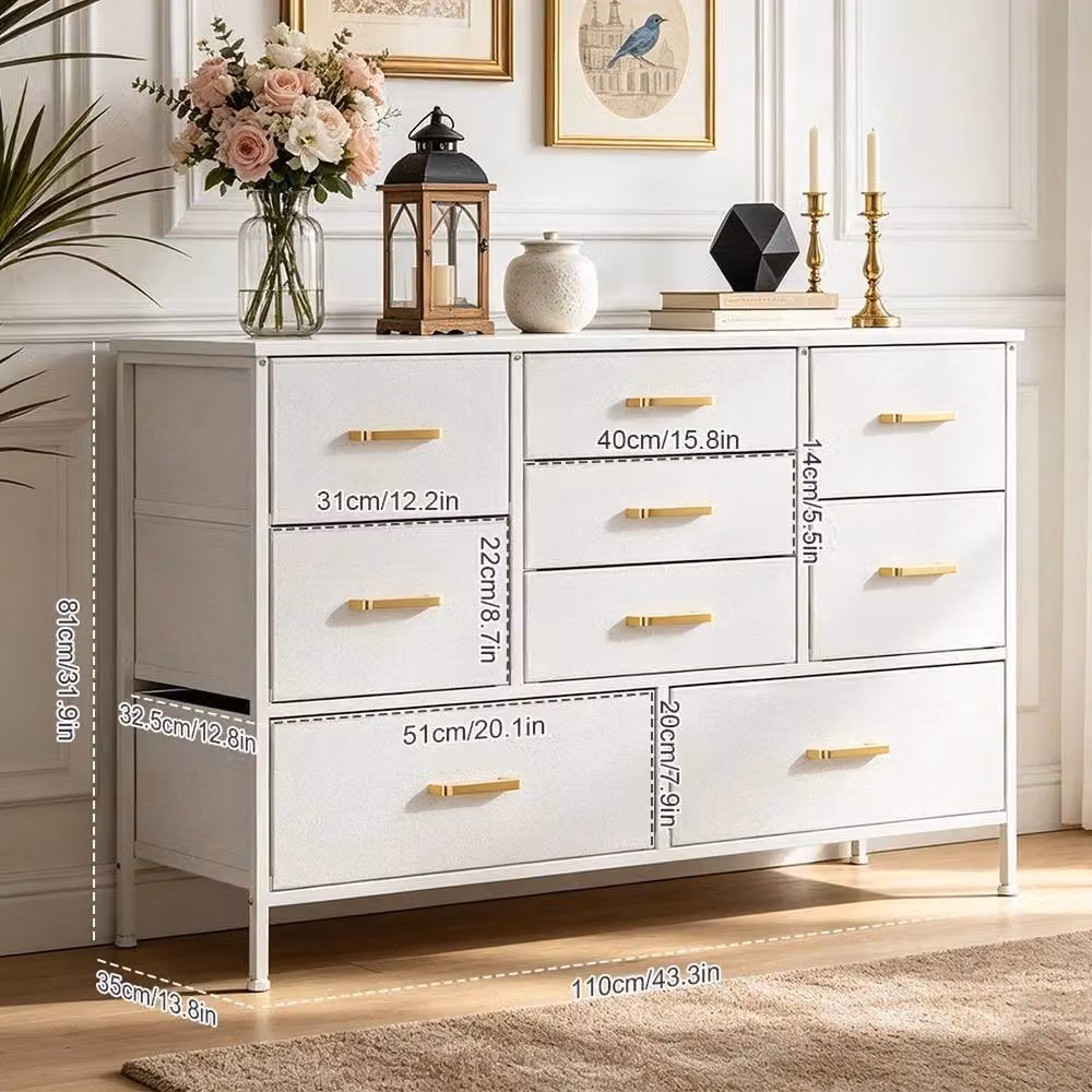 KORVIXA White and Gold Modern Chest of Drawers – 2