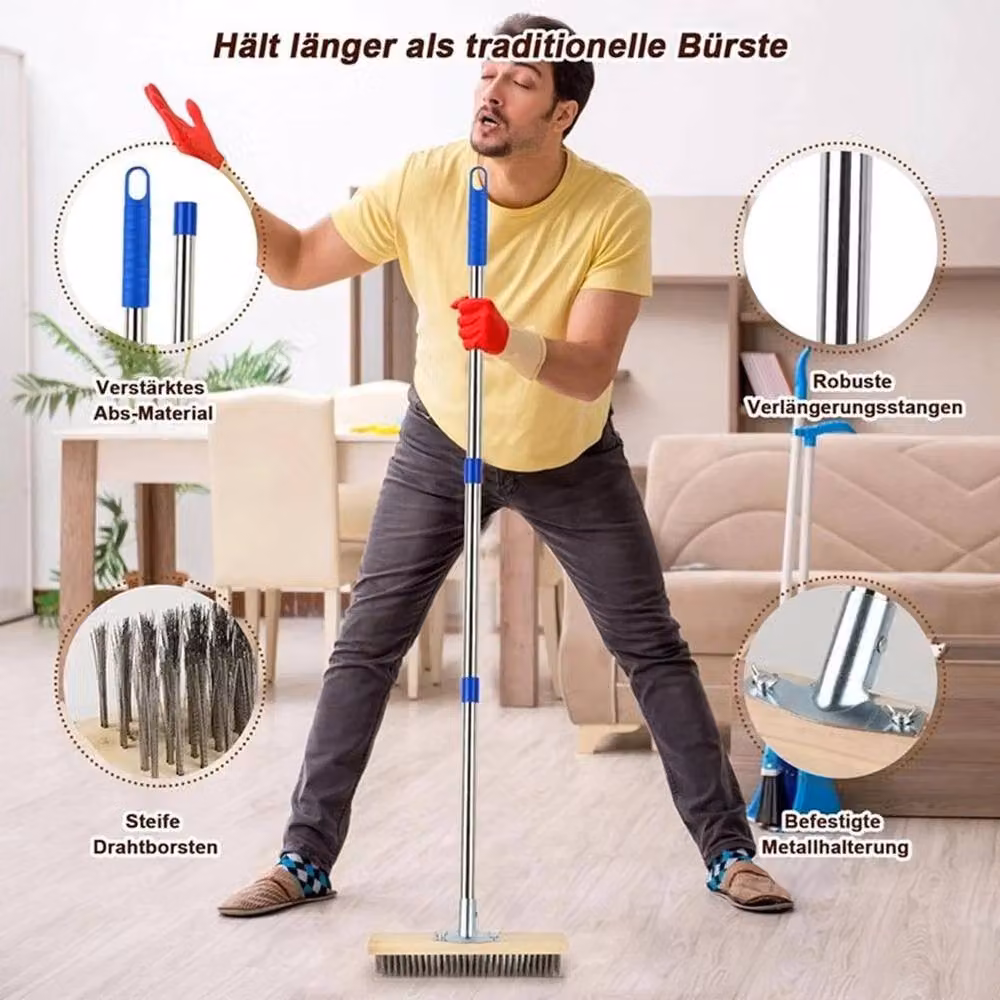 PAWNORA Silver Wire Broom with 160 cm Telescopic Handle – 4