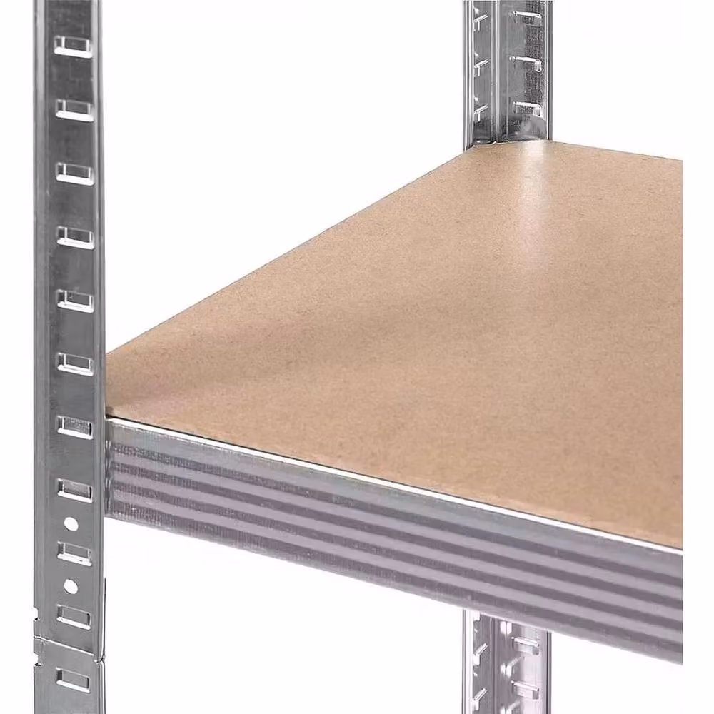 FLAVORA Pack of 2 Silver Metal and MDF Garage Shelving Units with Adjustable Shelves, W/D/H: 60 x 40 x 180 cm – 4