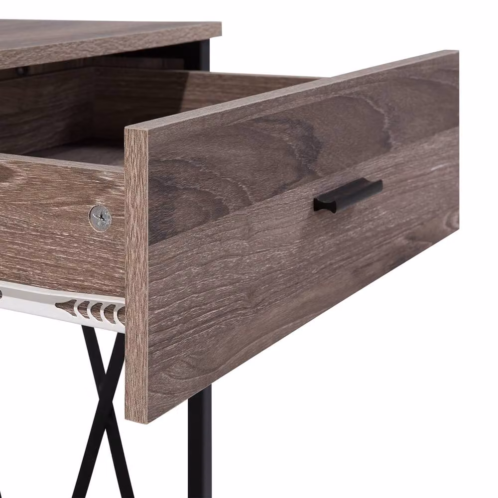 Wyld and Coco Taupe Melamine Console Table with 2 Drawers and Black Metal Frame, W: 107 cm, D: 46 cm, H: 76 cm – 6