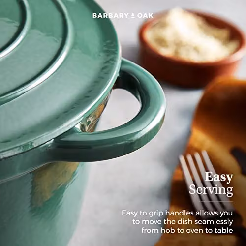 Tower Enamelled Cast Iron Casserole Pan, Green, Diameter: 24 cm – 6