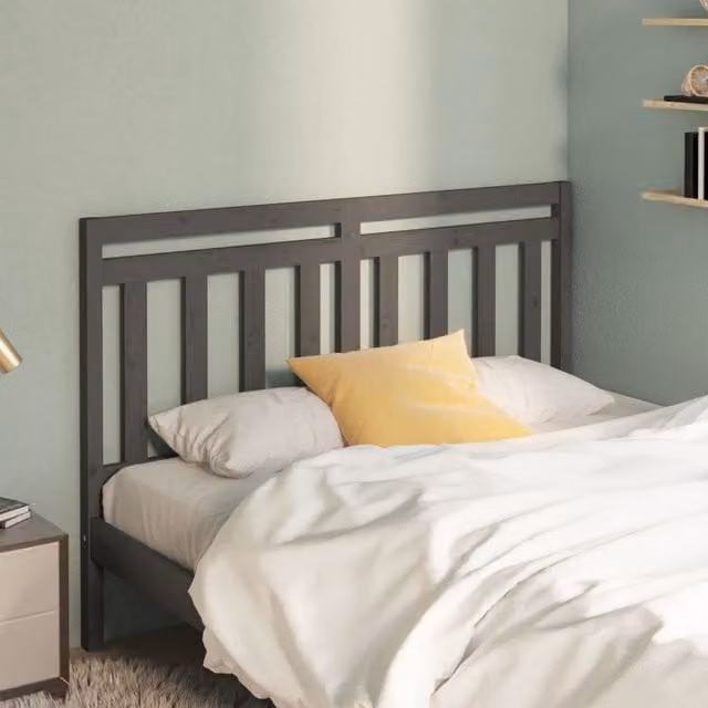 Berkfield Home Grey Rustic Solid Pine Wood Bed Headboard W/D/H: 126 x 4 x 100 cm