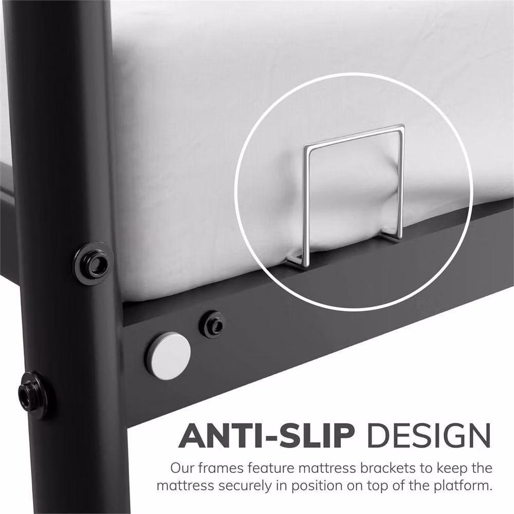 EONLION Single Extra Strong Metal Bed Frame in Black, W/D/H: 90 x 190 cm – 3