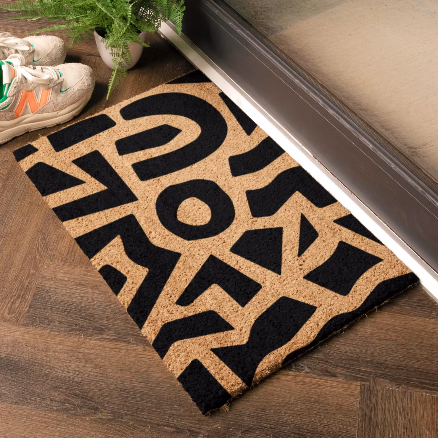 Artsy Mats Black Random Shapes Pattern Doormat, W: 60 cm, D: 40 cm – 2