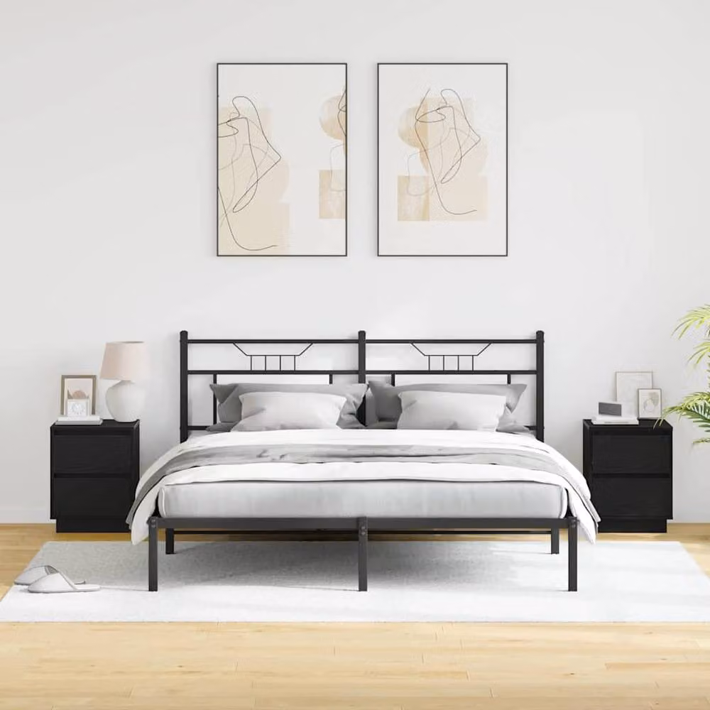 Berkfield Home Modern Bedside Cabinets with Integrated LED Lights, Black, Set of 2, W: 39 cm, D: 34.5 cm, H: 50 cm – 4