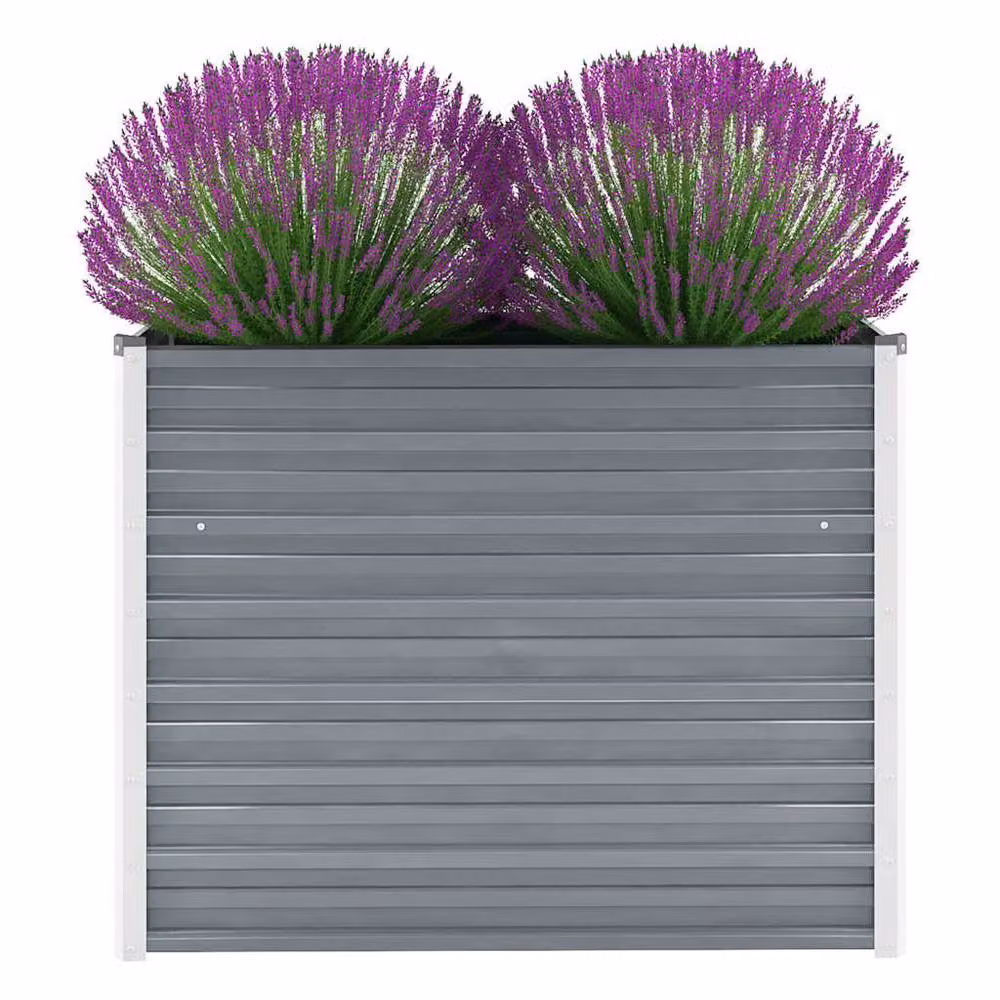 Berkfield Home Garden Galvanised Steel Raised Bed, Grey, W: 100 cm, D: 40 cm, H: 77 cm – 1