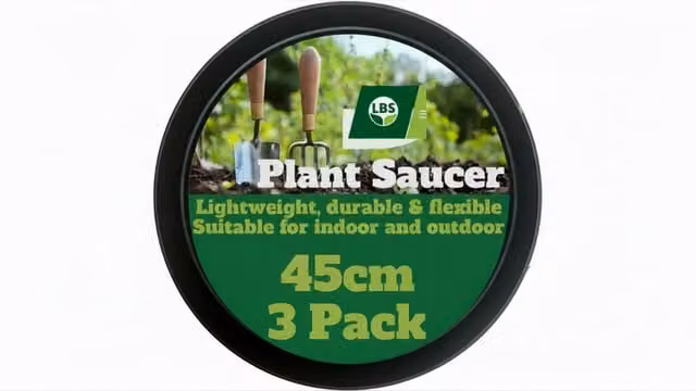 Bronte Heritage Collection Round Plastic Plant Pot Saucer, Black, Pack of 3, Diameter: 45 cm