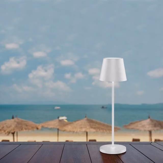 V-TAC Dimmable LED Table Lamp, White Aluminium, Touch Control, Rechargeable