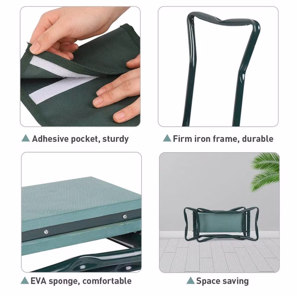 Havendro Portable Folding Garden Kneeler with Green Foam Seat and Steel Frame – 5