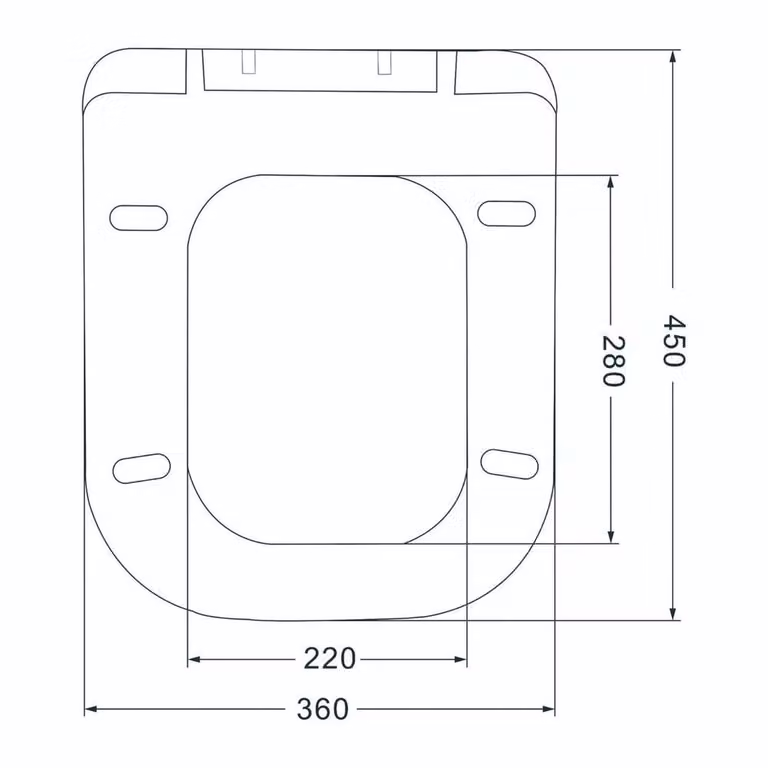 NESTLUNE Square Soft Closing Toilet Seat, White, Heavy Duty Plastic