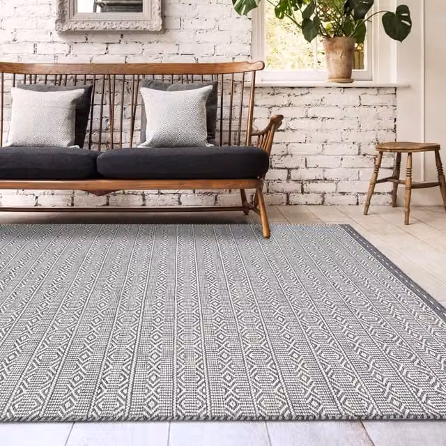 Asiatic Carpets Knox Grey Geometric Wool Rug, W: 200 cm, L: 290 cm