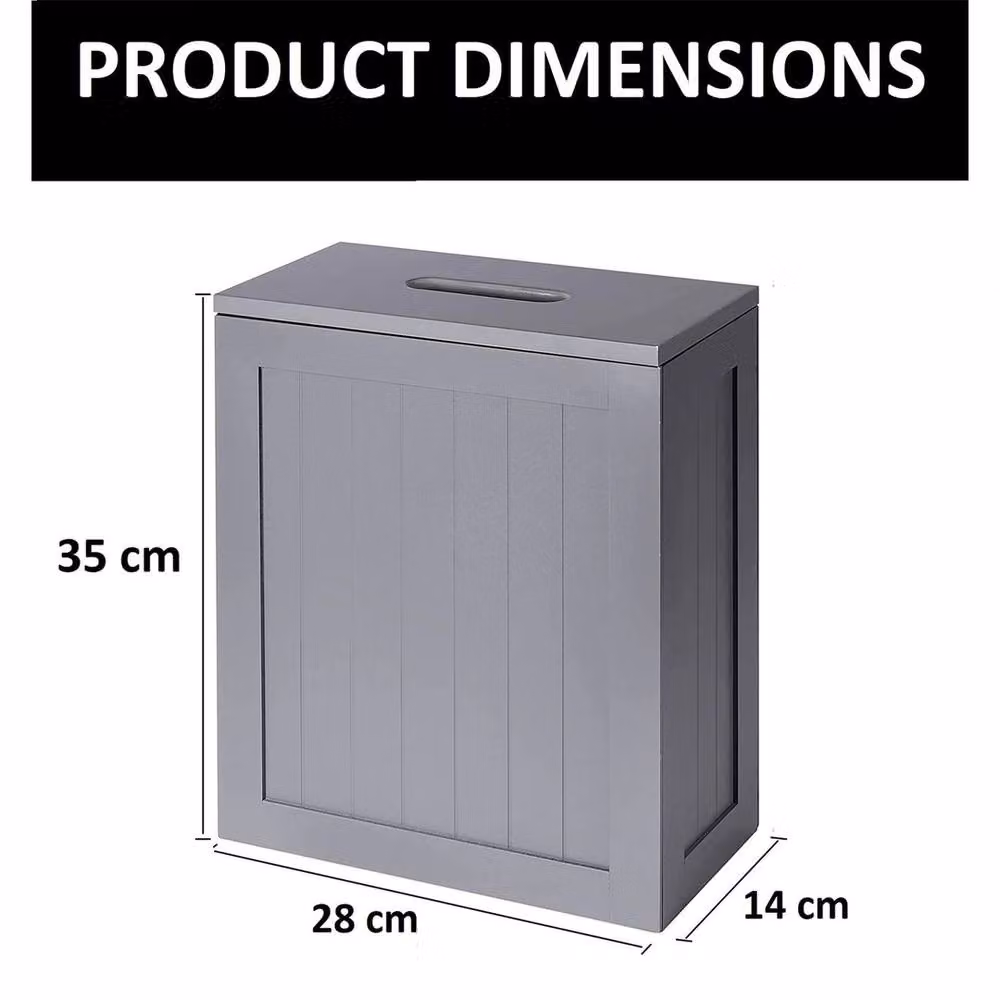 VOGREX Grey Wood Bathroom Storage Box for Toilet Cleaning Supplies – 2