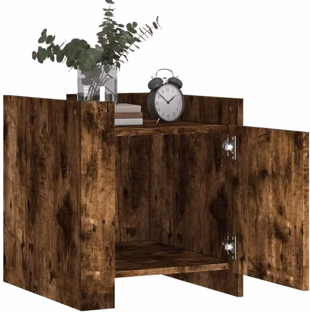 Berkfield Home Decorative Bedside Cabinet in Smoked Oak Brown, W/D/H: 45 x 50 x 50 cm