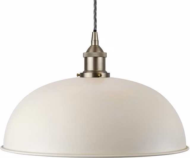 SE Home Worcester Pendant Light in White and Grey with Brushed Chrome Metal Finish