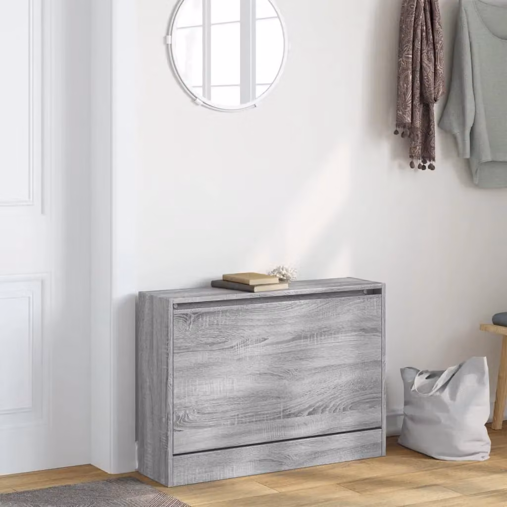 Berkfield Home Grey Sonoma Shoe Cabinet with Tilting Compartments and Internal Drawers, W/D/H: 80 x 21 x 57 cm – 2