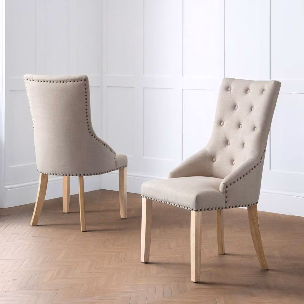 Cheshire Windsor Premium Button Back Dining Chairs - Set of 2 in Beige – 2