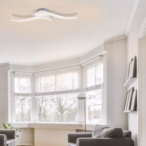 Cosylyte Kenworth Modern Wavy Beaded Integrated LED Ceiling Light, Chrome, W: 54 cm, D: 12 cm, H: 8.5 cm – 2