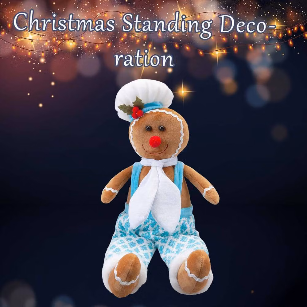 VFM e-Store Christmas Sitting Gingerbread Tabletop Decoration, Blue and Multicolour, H 52 cm x W 22 cm x D 22 cm – 2