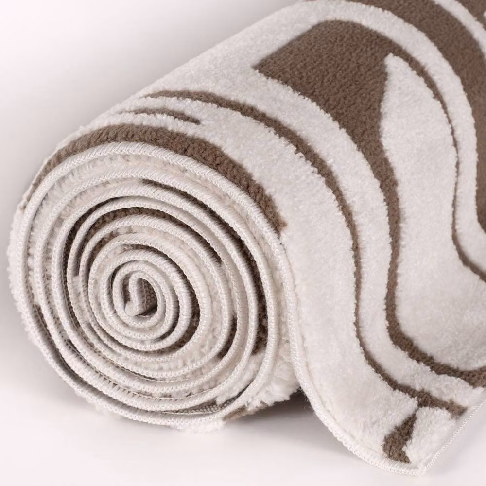 THE RUGS Loft Abstract Soft Pile Area Rug in Taupe, W: 200 cm, D: 290 cm – 6