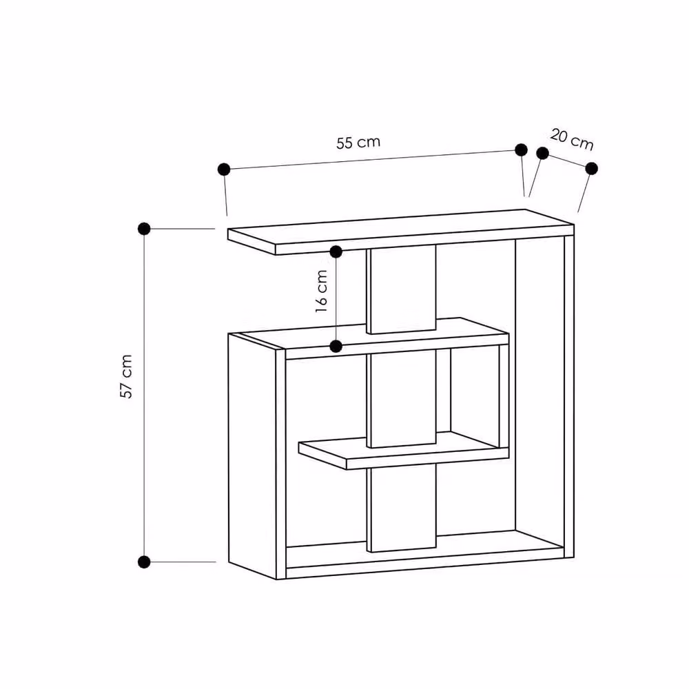 CALICOSY Saly 4-Shelf Side Table in Sand, H 57 cm x W 55 cm x D 20 cm – 3