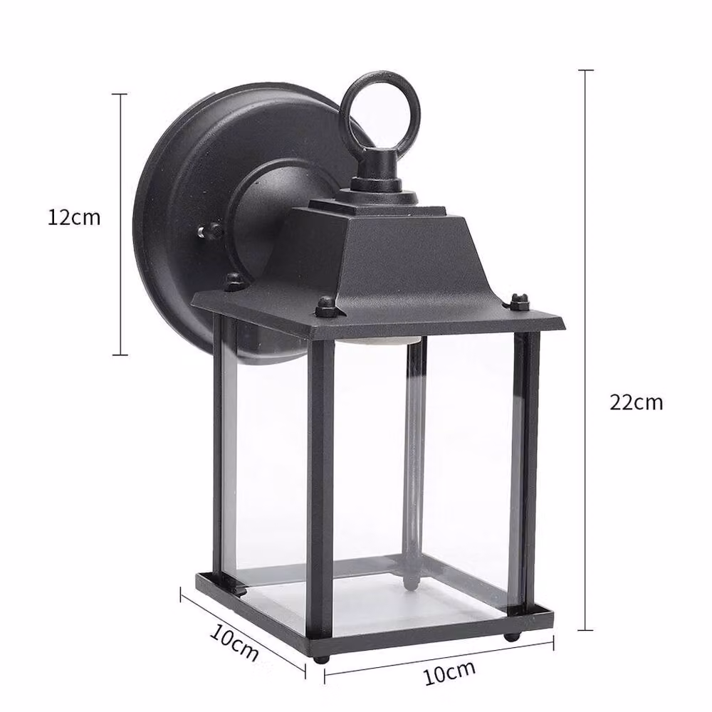 KORVIXA Black Classic Coach Lantern Wall Light with Warm White LED, Diameter: 25 cm, Height: 19 cm – 2