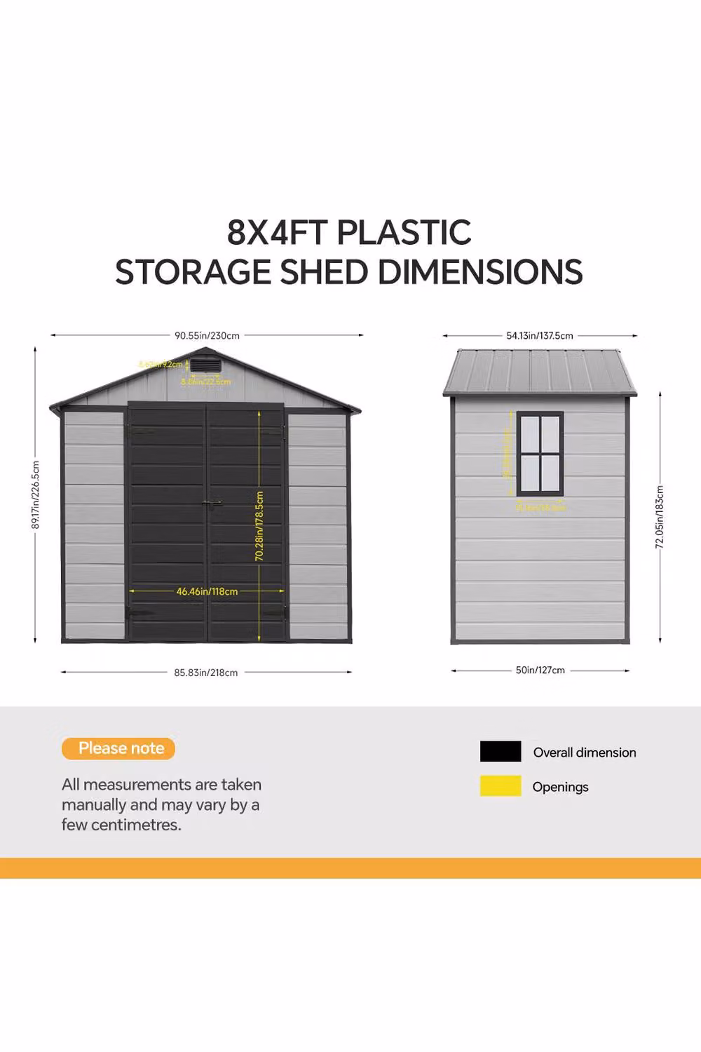 Living and Home Large Gable Garden Storage Shed in Grey, W: 243.8 cm, D: 121.9 cm, H: 183.0 cm – 3