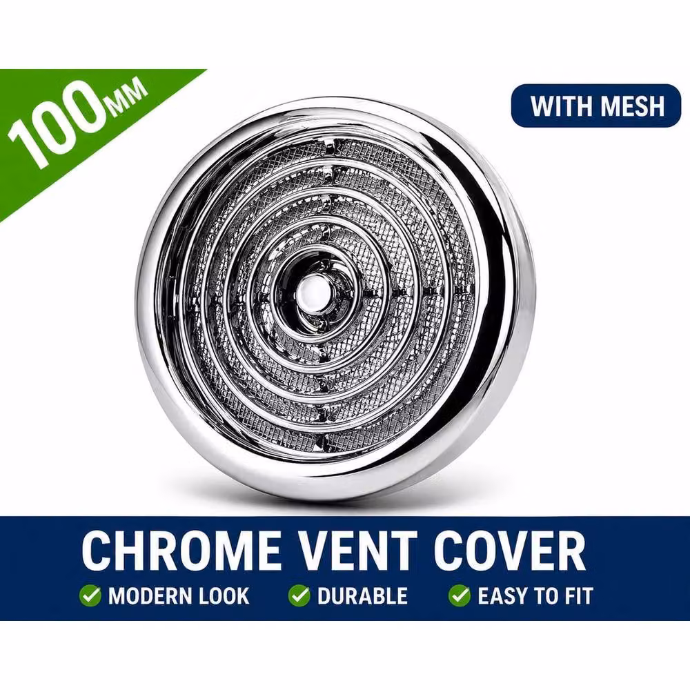 FLAVORA Chrome Vent Grille with Mesh in Silver, Width: 52 cm – 2