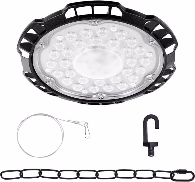 SPETLEK 300W LED UFO High Bay Light for Industrial Warehouse and Factory Lighting, Black