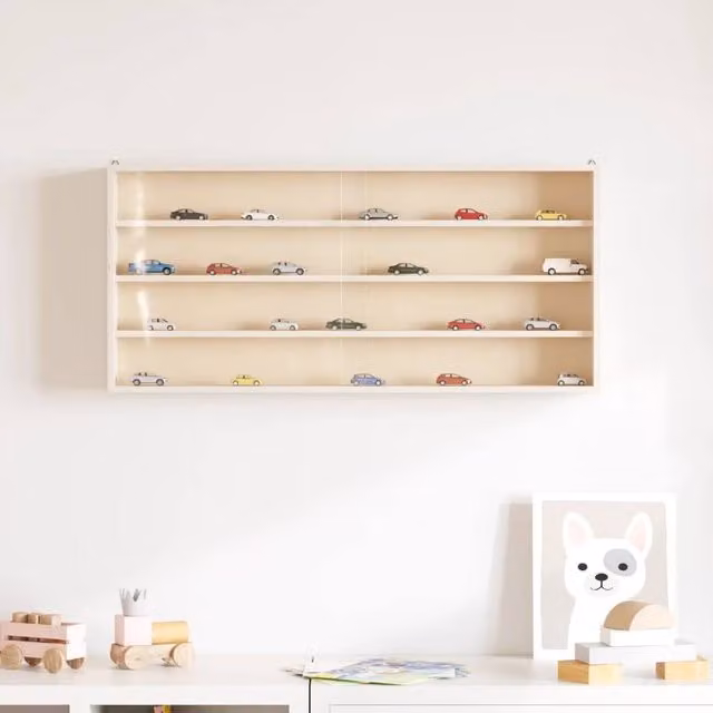 Berkfield Home Wall Mounted Display Cabinet with Glass Doors, W/D/H: 80 x 8.5 x 37 cm, Cream