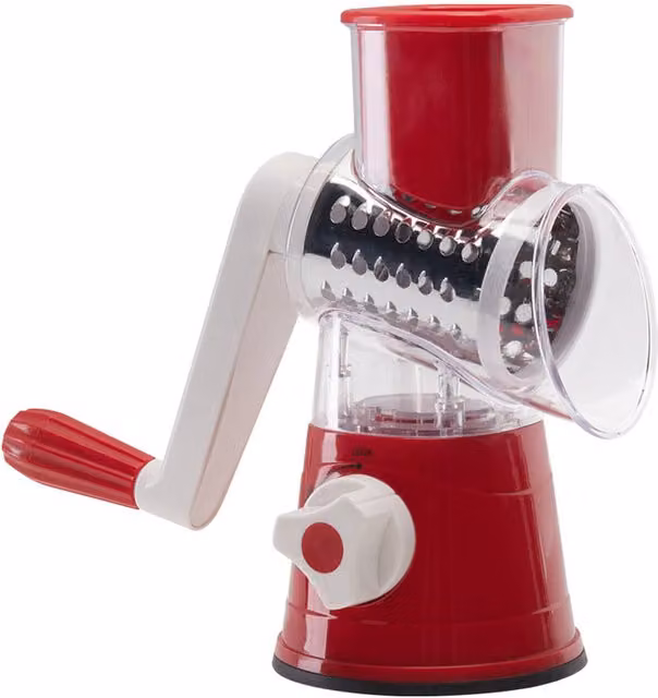 Livingandhome Manual Kitchen Slicer with Multiple Plastic Blades, Red