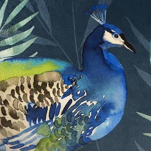 Soiree Peacock Jungle Velvet Filled Square Cushion in Blue, W/D/H: 43 x 43 x 43 cm – 4