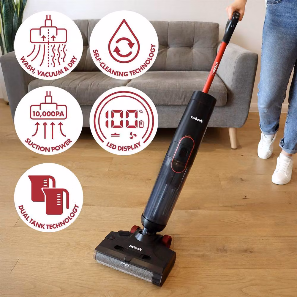 Ewbank HYDROH1 Cordless 2-in-1 Wet and Dry Vacuum and Hard Floor Cleaner, Black – 2