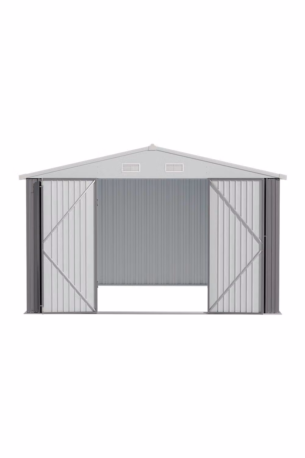 Living and Home Metal Garden Storage Shed with Apex Roof and Double Lockable Doors, Grey, W: 304.8 cm, D: 260.4 cm, H: 203.6 cm – 2