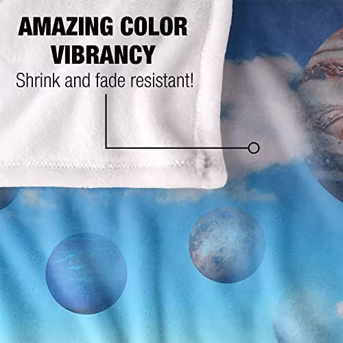 Bcreative Reinders Astronaut Solar System Meadow Super Soft Fleece Throw Blanket, White and Multicolour, W/D/H: 152 x 127 cm – 3