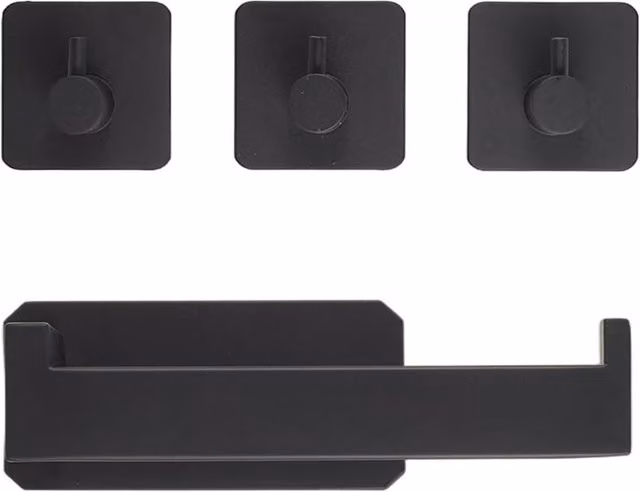 Living and Home 4-Piece Black Stainless Steel Self-Adhesive Bathroom Hardware Set – 1