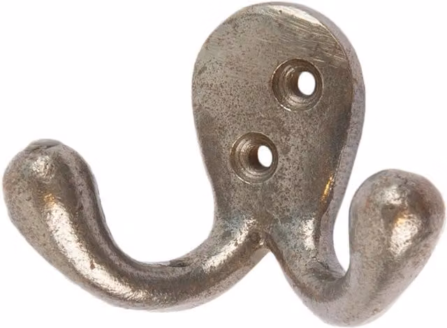 Hammer Tongs Double Coat Hook in Grey Iron, W/D/H: 70 x 50 mm